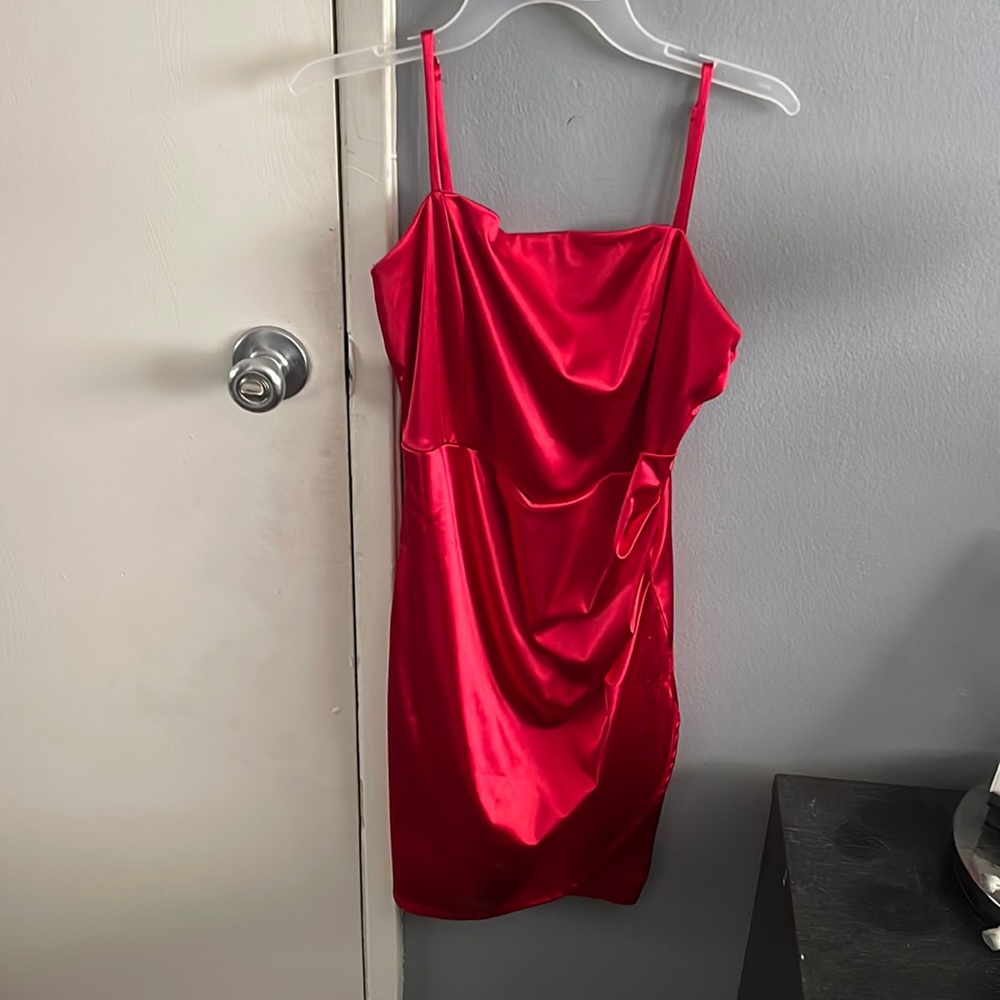 Short Red silk dress
